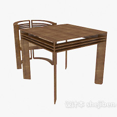 单人桌椅组合3d模型下载