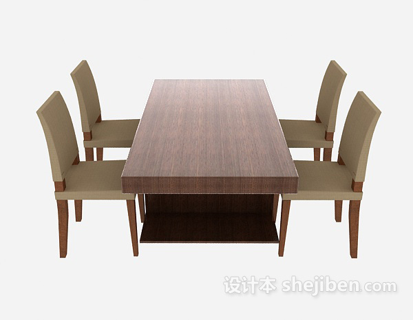 现代风格现代 木桌3d模型下载