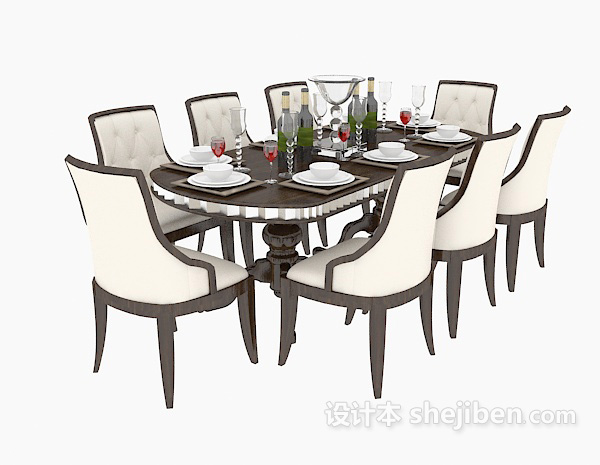 免费地中海家居餐桌椅3d模型下载
