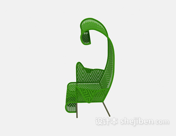 现代风格绿色针编休闲椅3d模型下载
