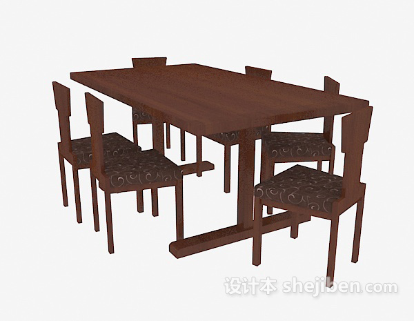 棕色实木桌椅