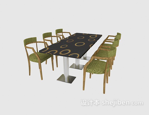 免费简约绿色桌椅3d模型下载