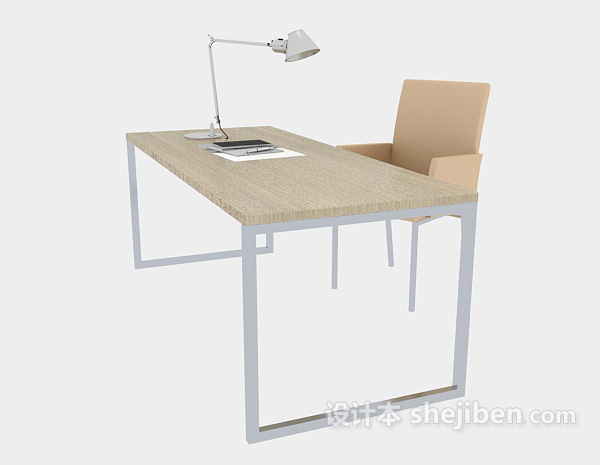 现代木质书桌3d模型下载