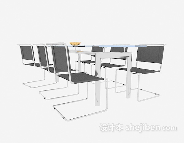 现代办公会议桌3d模型下载
