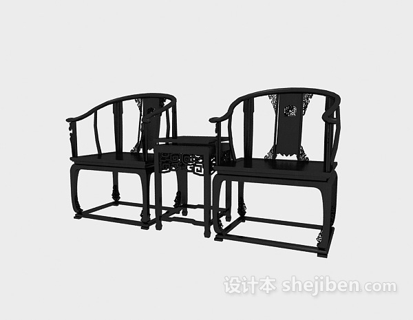 免费黑色扶手休闲椅3d模型下载