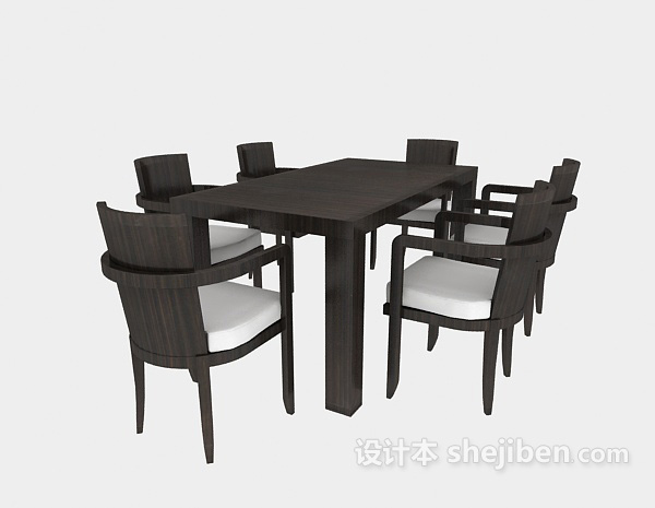 黑色桌椅组合3d模型下载