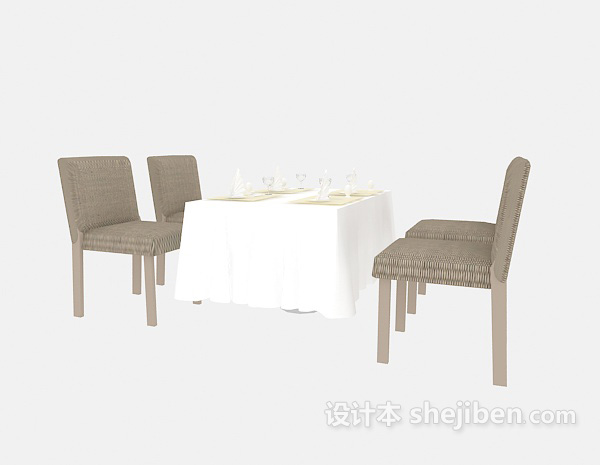 免费西餐厅桌椅组合3d模型下载