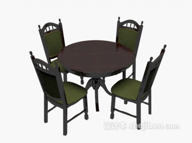 地中海风格精致复古桌椅组合3d模型下载