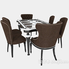欧式  餐桌椅3d模型下载