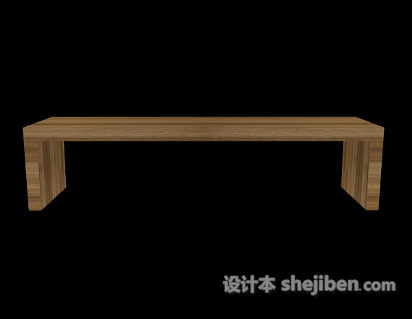 现代风格灰色实木长凳3d模型下载