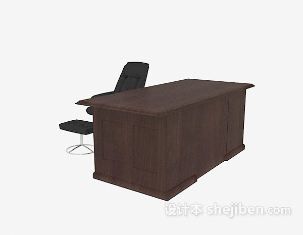 免费实木办公桌3d模型下载