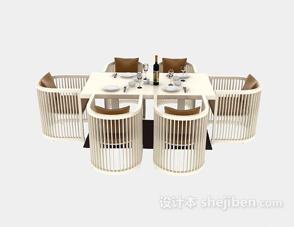 现代风格现代餐厅桌椅3d模型下载