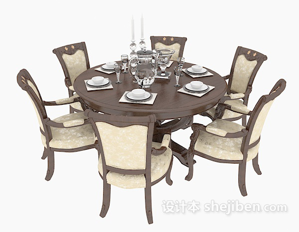 欧式风格简欧风格餐桌餐椅3d模型下载