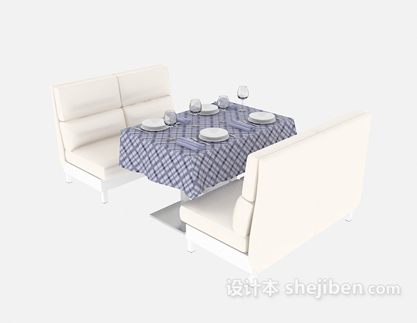 白色沙发椅餐桌3d模型下载