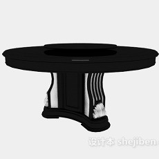 欧式黑色实木餐桌3d模型下载