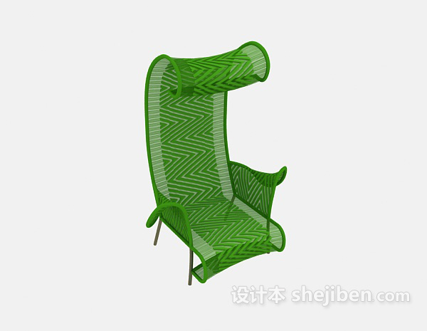 绿色针编休闲椅3d模型下载