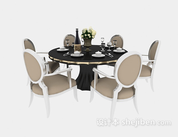 欧式风格欧式聚会休闲餐桌3d模型下载