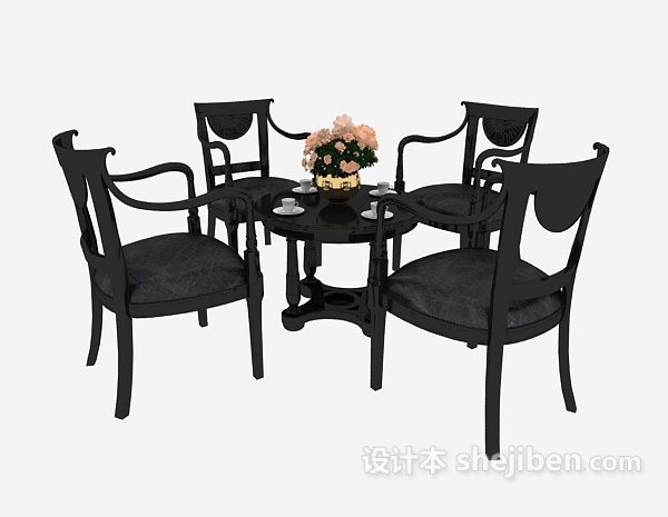 地中海风格地中海餐桌椅组合3d模型下载