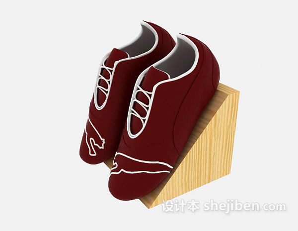 红色休闲鞋3d模型下载