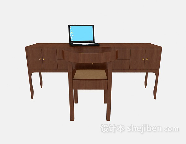 现代风格简易办公书桌3d模型下载