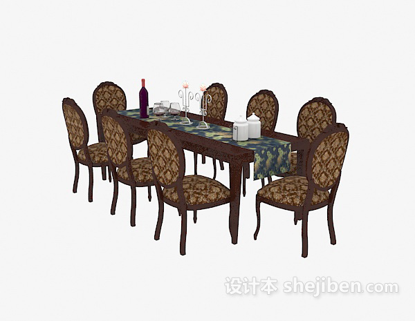 高档餐桌椅3d模型下载