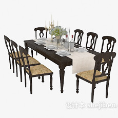 欧式家庭餐桌3d模型下载