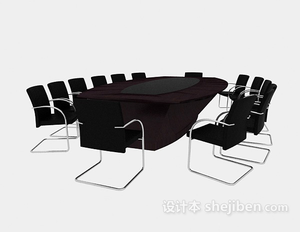 大型会议办公桌椅3d模型下载