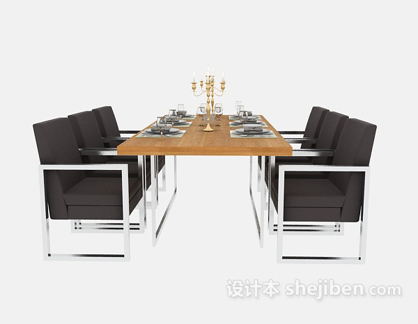 现代风格现代实木休闲桌椅组合3d模型下载