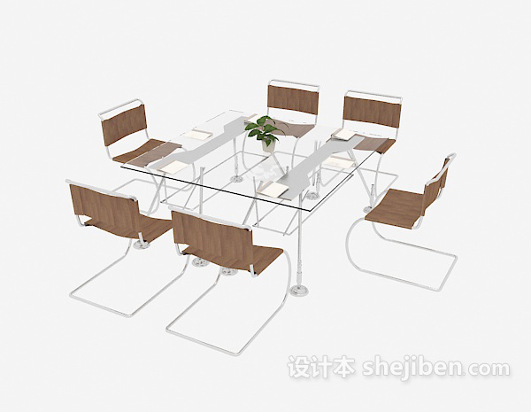 免费现代玻璃会议桌3d模型下载