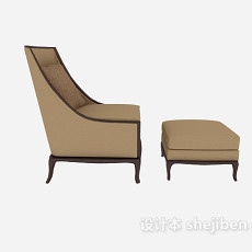 简约休闲椅凳组合3d模型下载