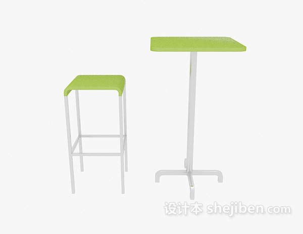 现代风格单人休闲桌椅组合3d模型下载