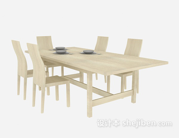 田园风格桌椅组合3d模型下载