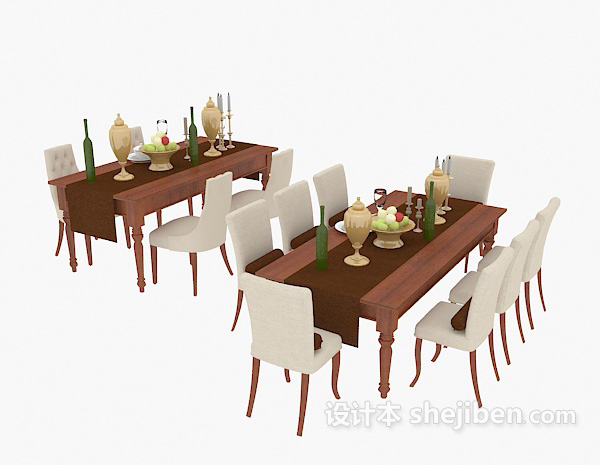 家居餐桌椅组合3d模型下载