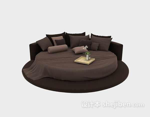 现代风格棕色圆形床3d模型下载