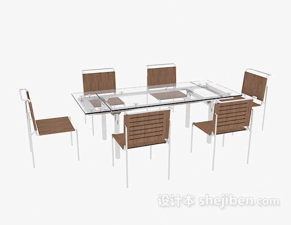 现代风格小型玻璃会议桌3d模型下载