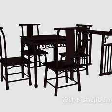 中式风格休闲桌椅组合3d模型下载