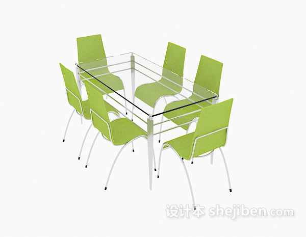 玻璃桌、不锈钢椅组合3d模型下载