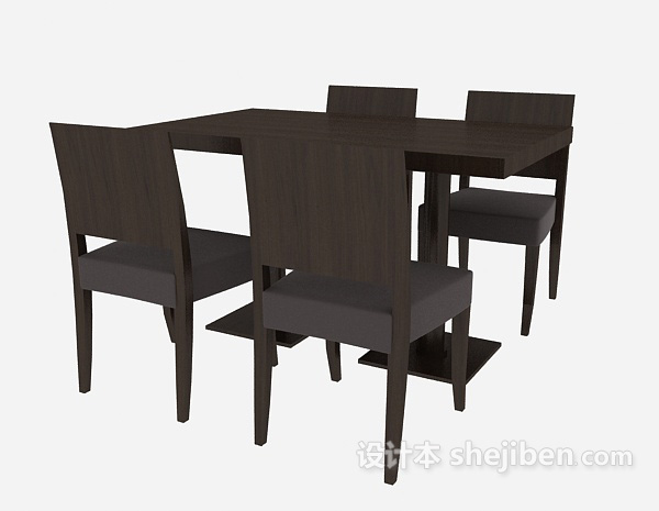 餐厅实木餐桌餐椅3d模型下载