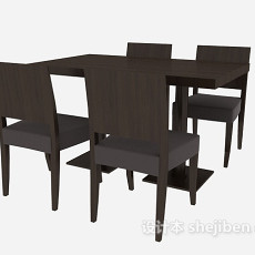 餐厅实木餐桌餐椅3d模型下载