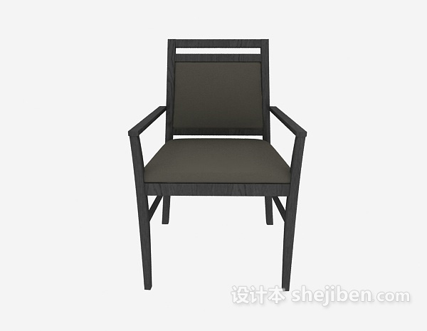地中海风格黑色实木家居椅3d模型下载
