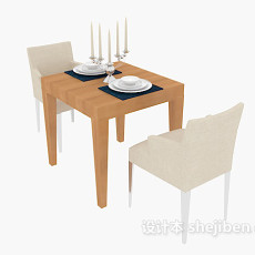 两人餐桌椅3d模型下载