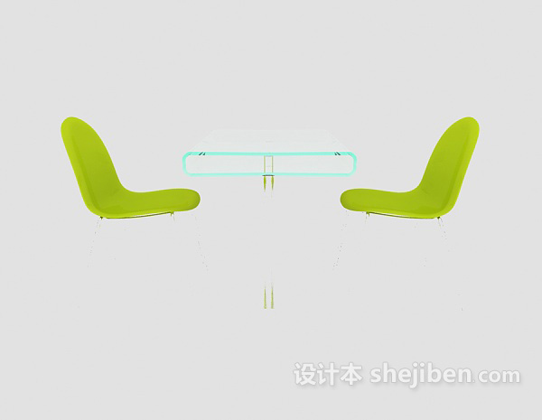 现代风格绿色休闲桌椅组合3d模型下载