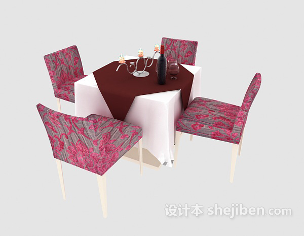 餐馆餐桌椅3d模型下载