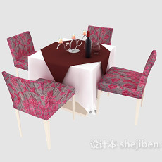 餐馆餐桌椅3d模型下载