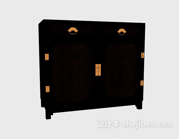 免费中式风格实木厅柜3d模型下载