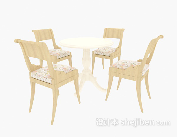 四人家居餐桌3d模型下载