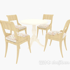 四人家居餐桌3d模型下载