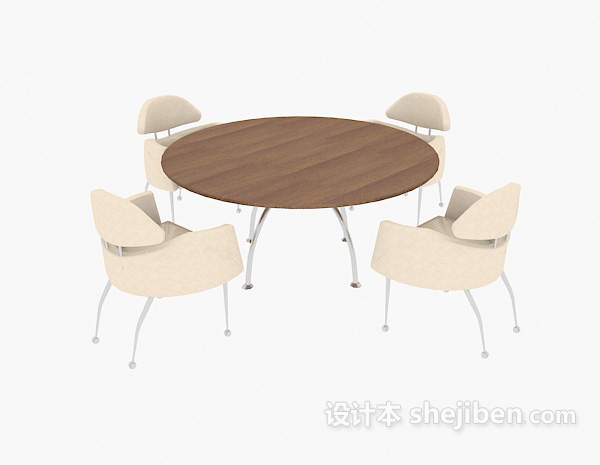 现代风格圆形餐桌餐椅3d模型下载