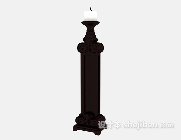 欧式风格木质烛台灯3d模型下载