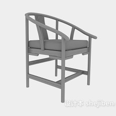 实木中式扶手餐椅3d模型下载